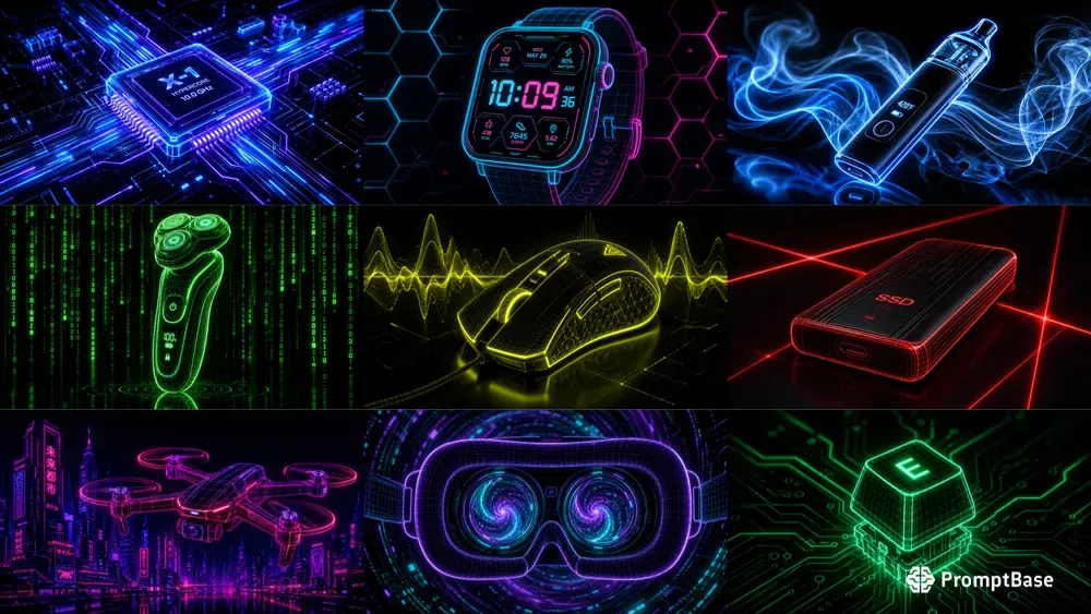 Cyberpunk Neon Line Art