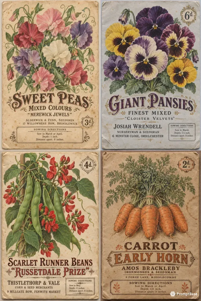Victorian Seed Packet Fronts