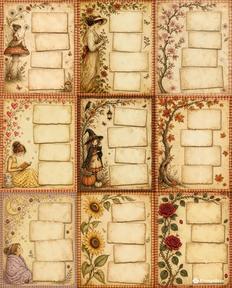 Vintage Junk Journal Etsy Frame Pages