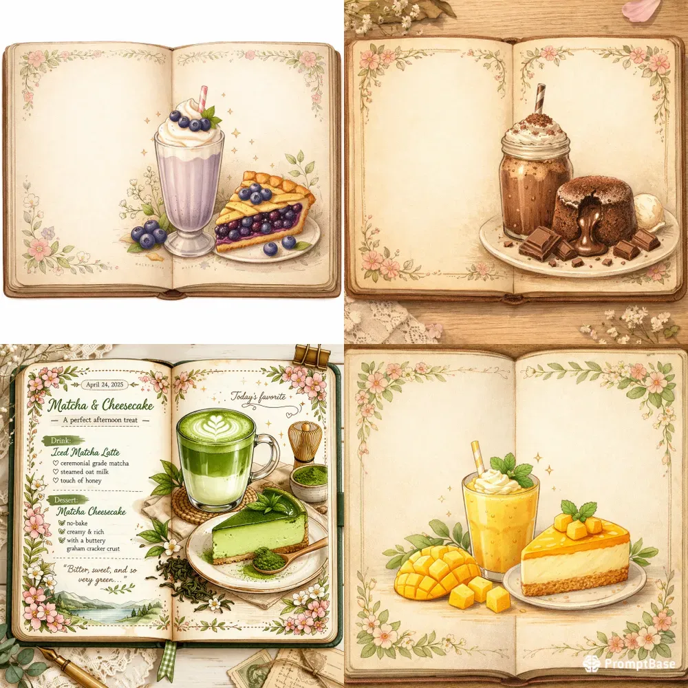 Vintage Dessert Journal Art