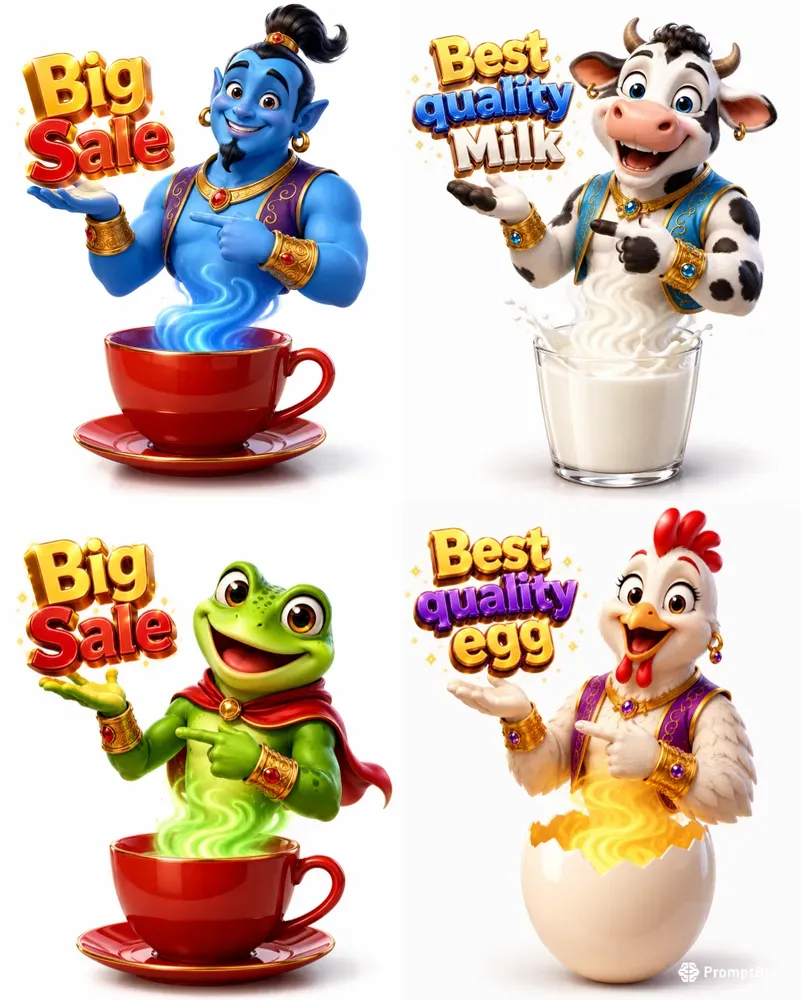Product Advertisements With Genie Characters