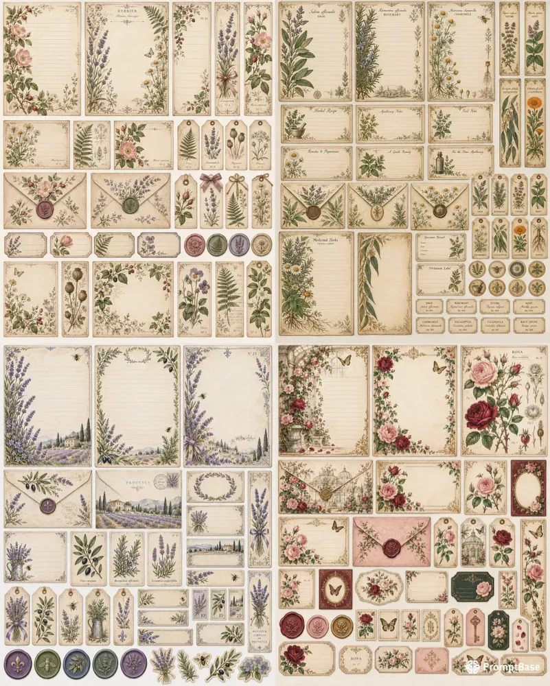 Vintage Botanical Stationery Sets