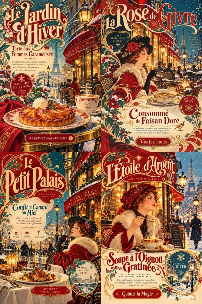 Elegant Winter Belle Epoque Poster Art