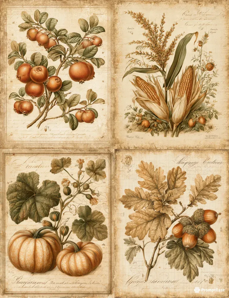 Vintage Botanical Thanksgiving Pages