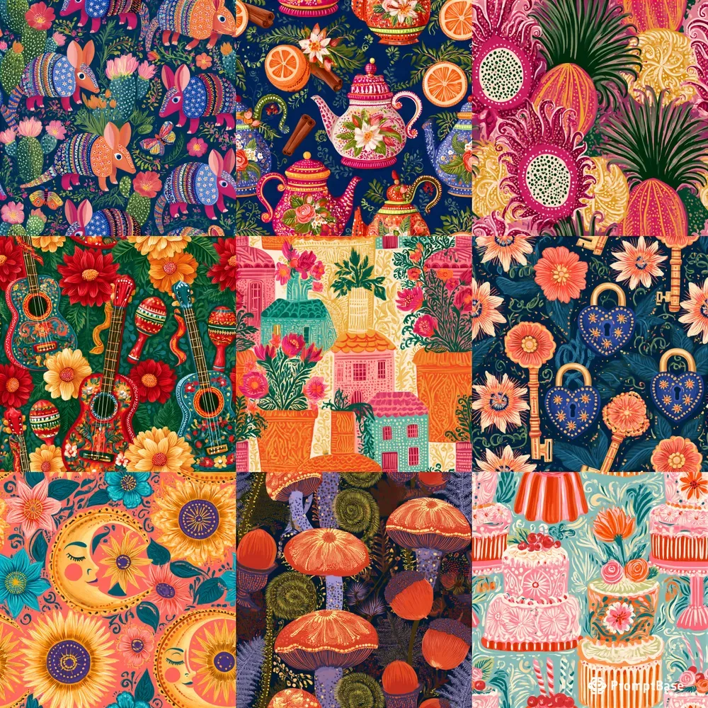 Colorful Mexican Folk Art Patterns