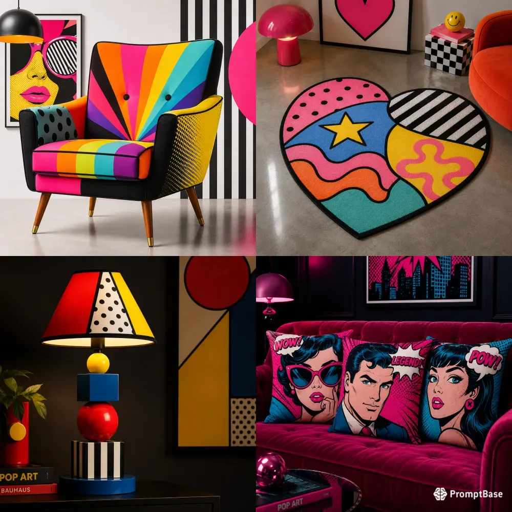 Vibrant Pop Art Home Decor Assets