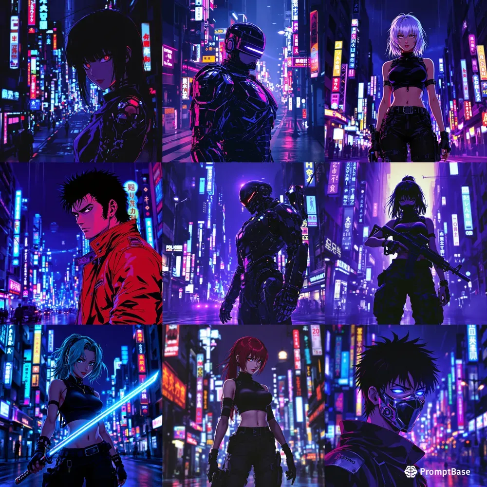 Anime Art Cyberpunk Style Characters