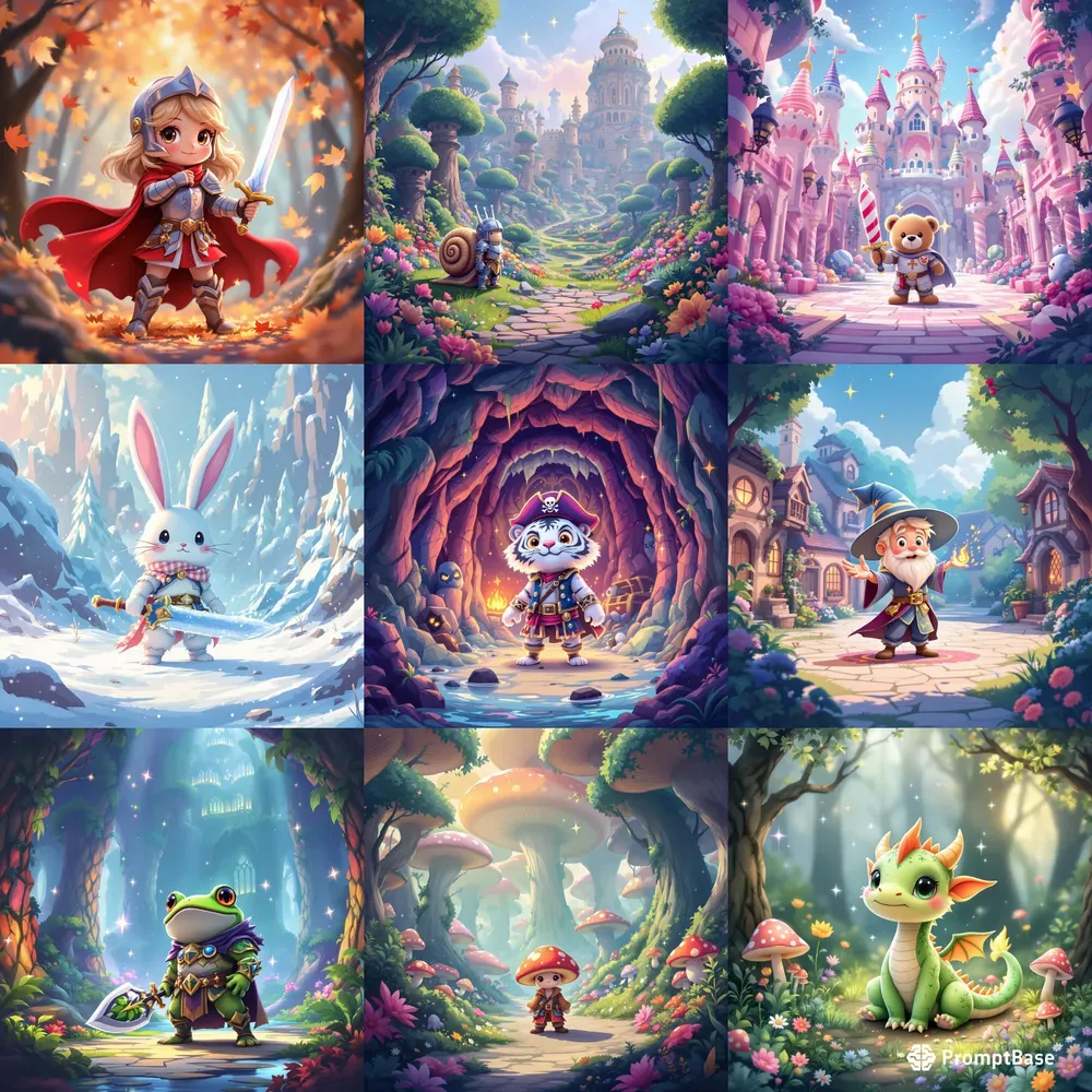 Cute Cartoon Characters In Fantasy Worlds