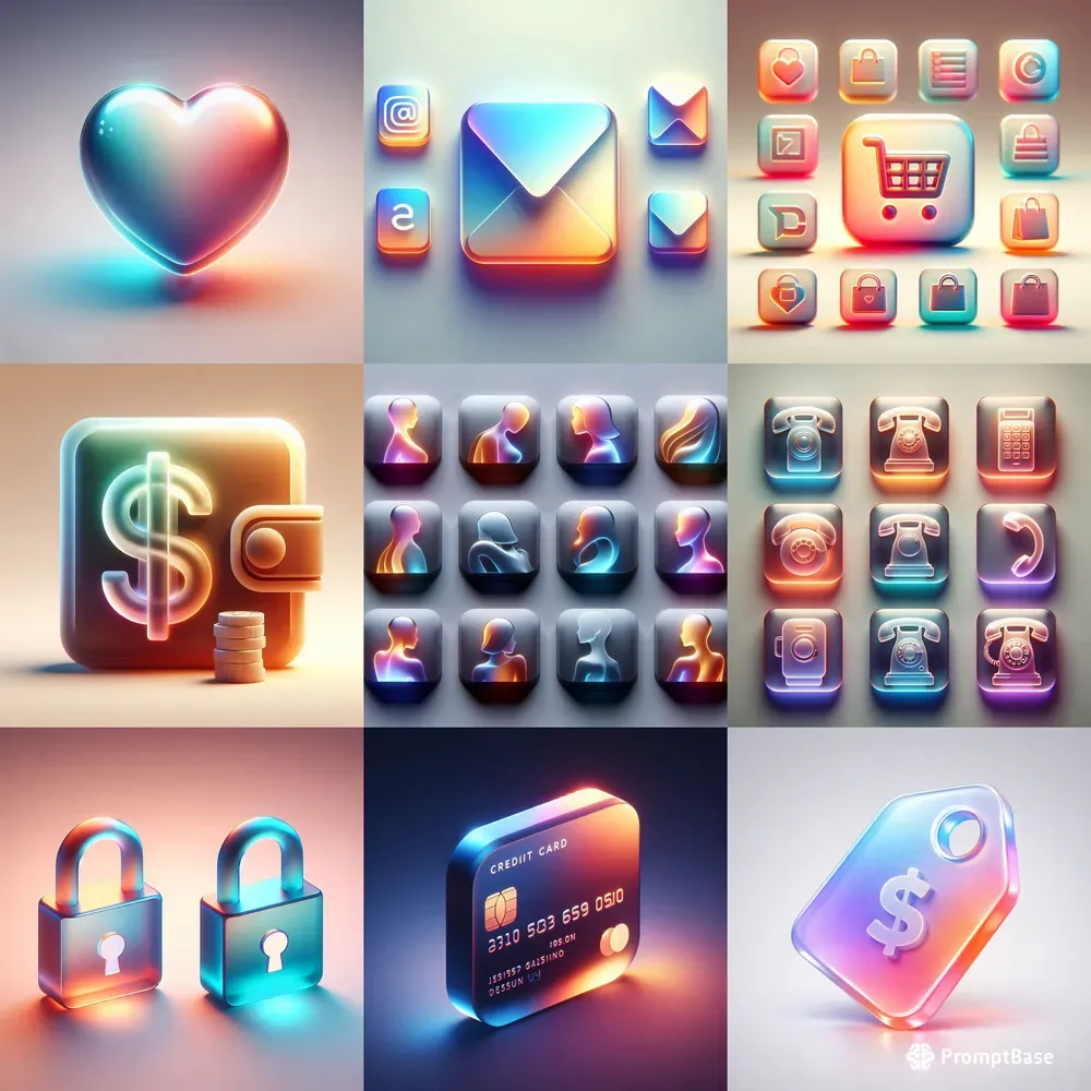 3D Glassmorphism App Icon Packs