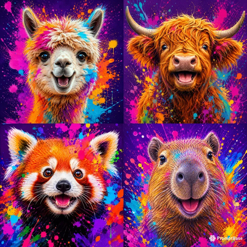 Neon Splash Animal Portraits