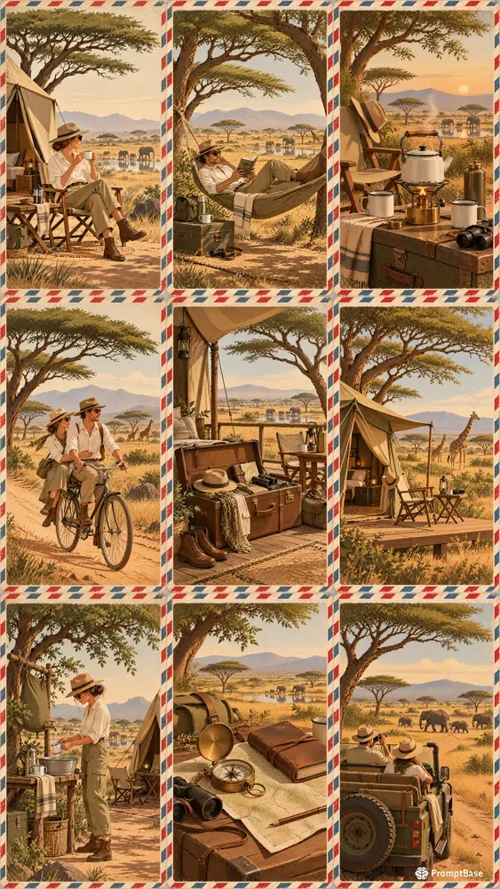 Chic African Bush Explorer Postcards