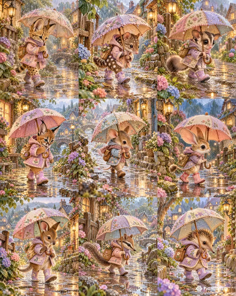 Cute Baby Umbrella Walks