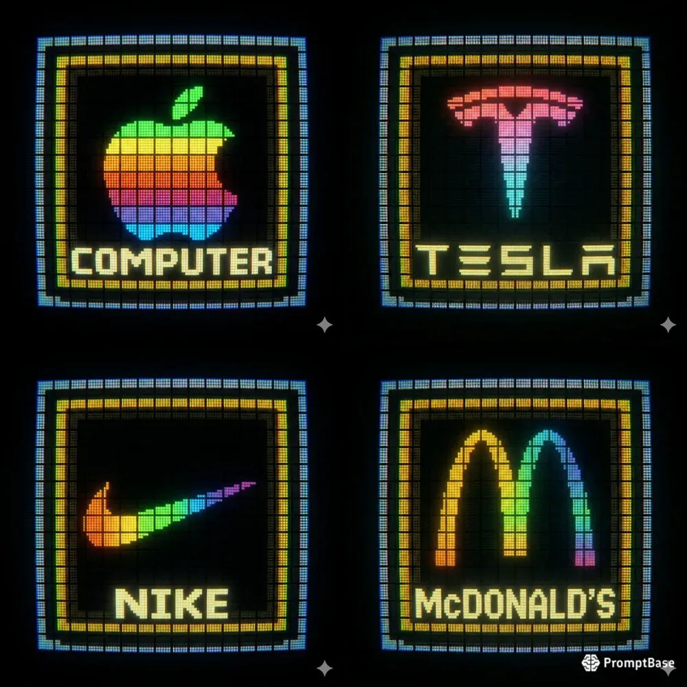 Retro 80s Pixel Logo Brand Reboot Art