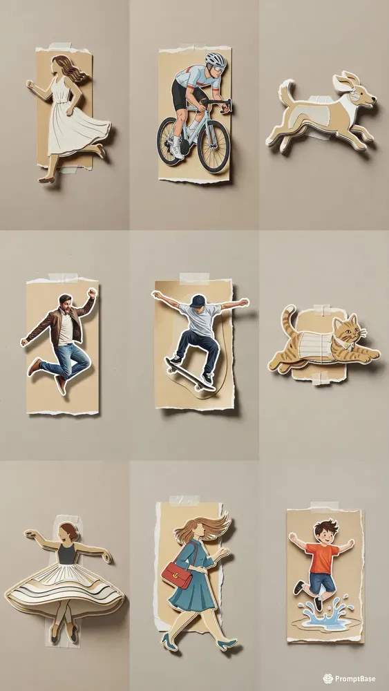 Paper Cutout Dynamic Characters