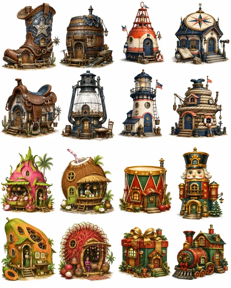 Western Cottage Clipart Collections