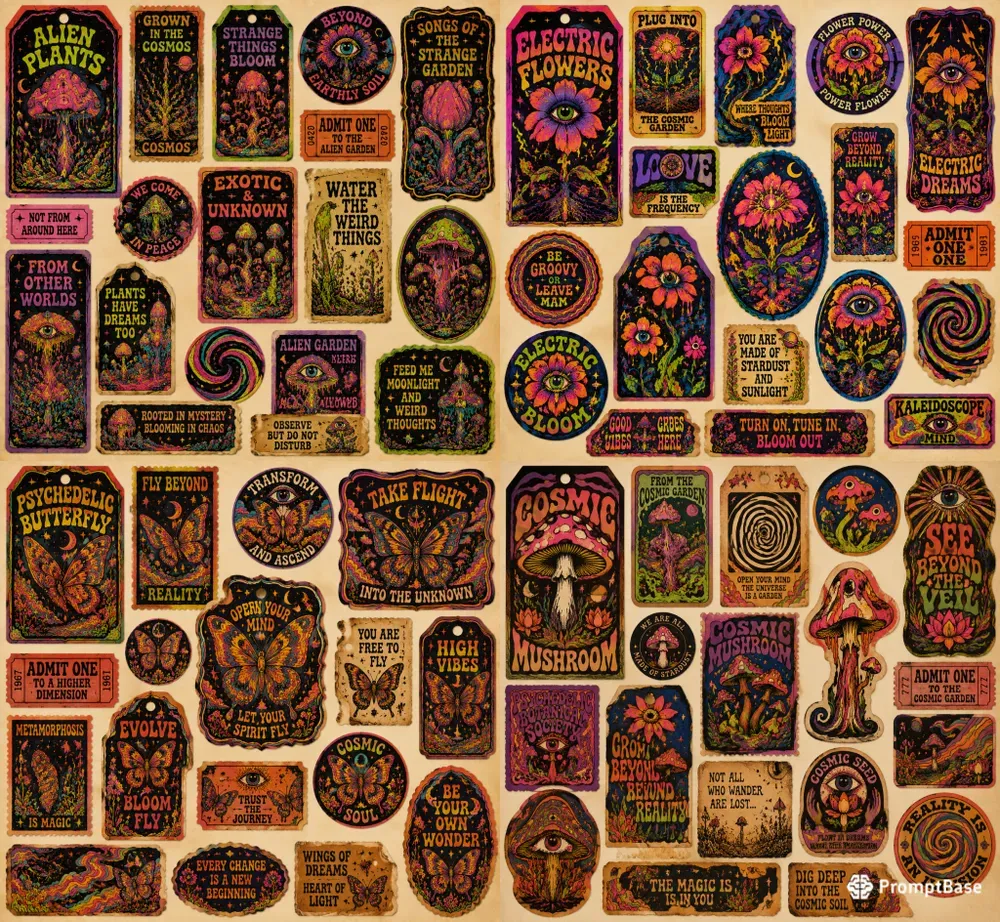 Psychedelic Botanical Fantasy Ephemera