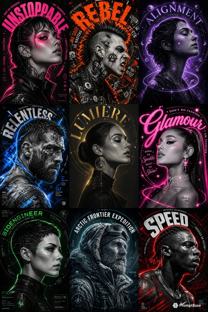 Cyberpunk Identity Scan Posters