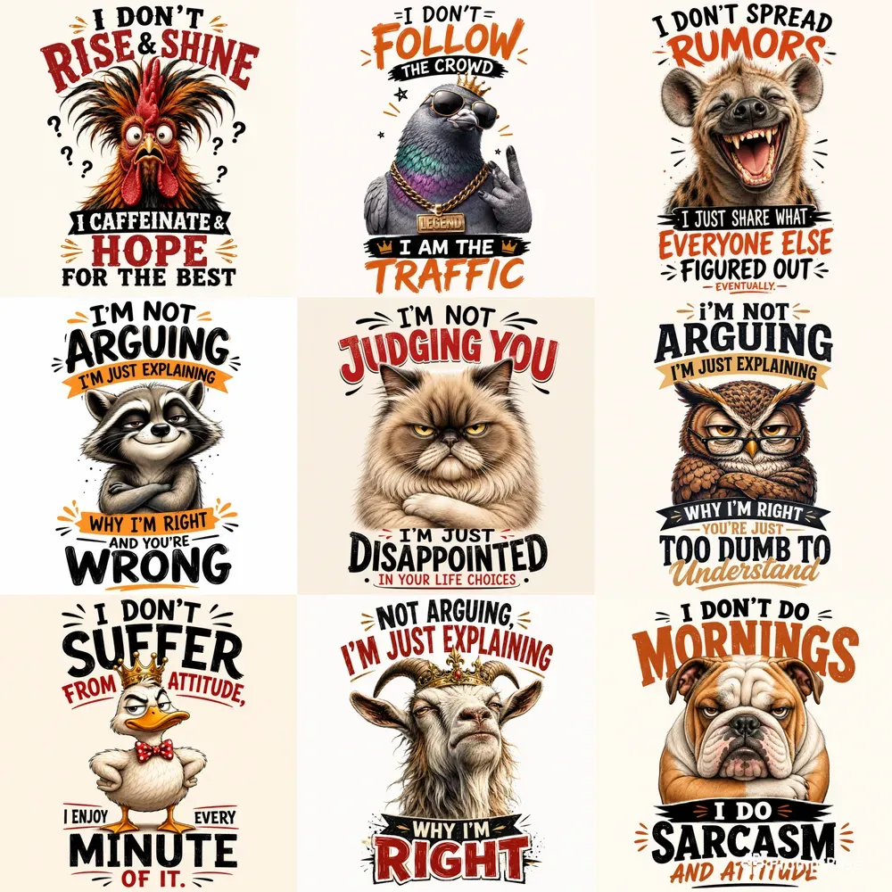 Funny Animal Quote Poster Collection Sets