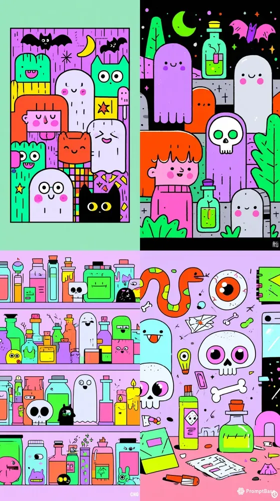 Cute Colorful Halloween Cartoons
