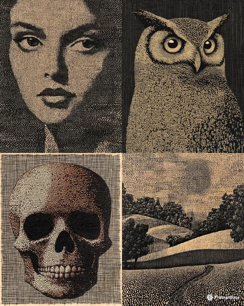 Textile Style Dotted Artworks