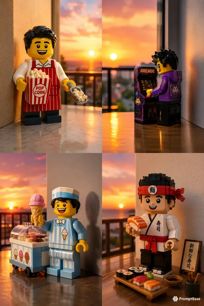 Sunset Lego Character Portraits
