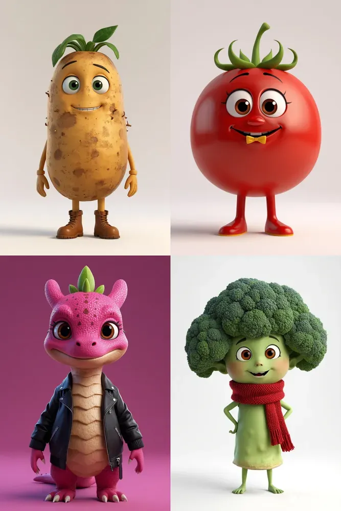 3D Realistic Vegetable Fruit Characters