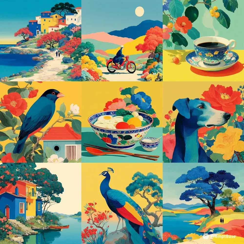 Gouache Posters Vivid Flat Retro
