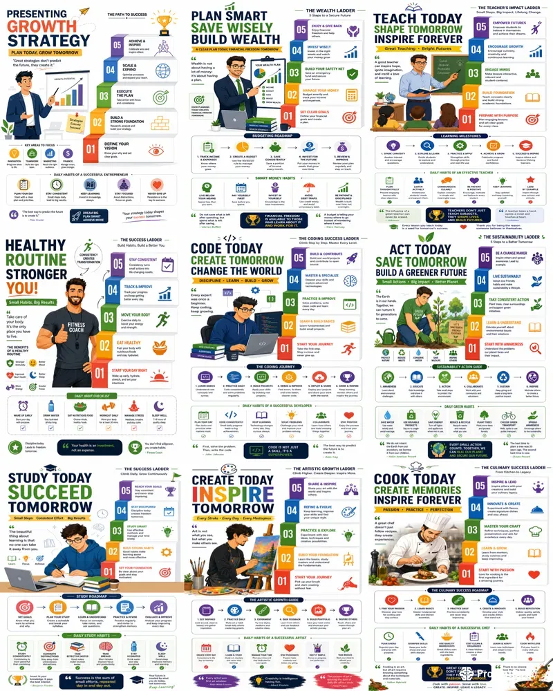 Motivational Success Ladder Infographics