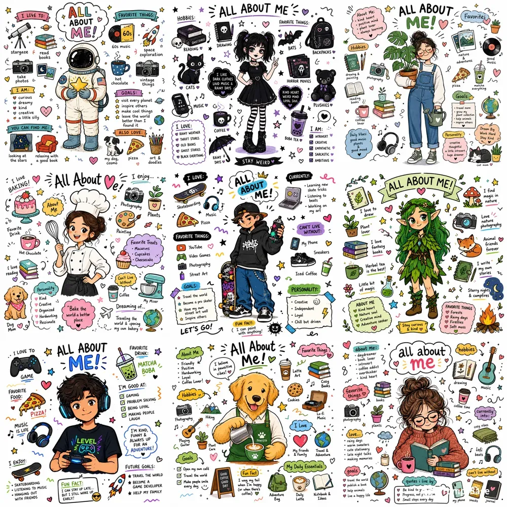 Doodle Infographic Bios