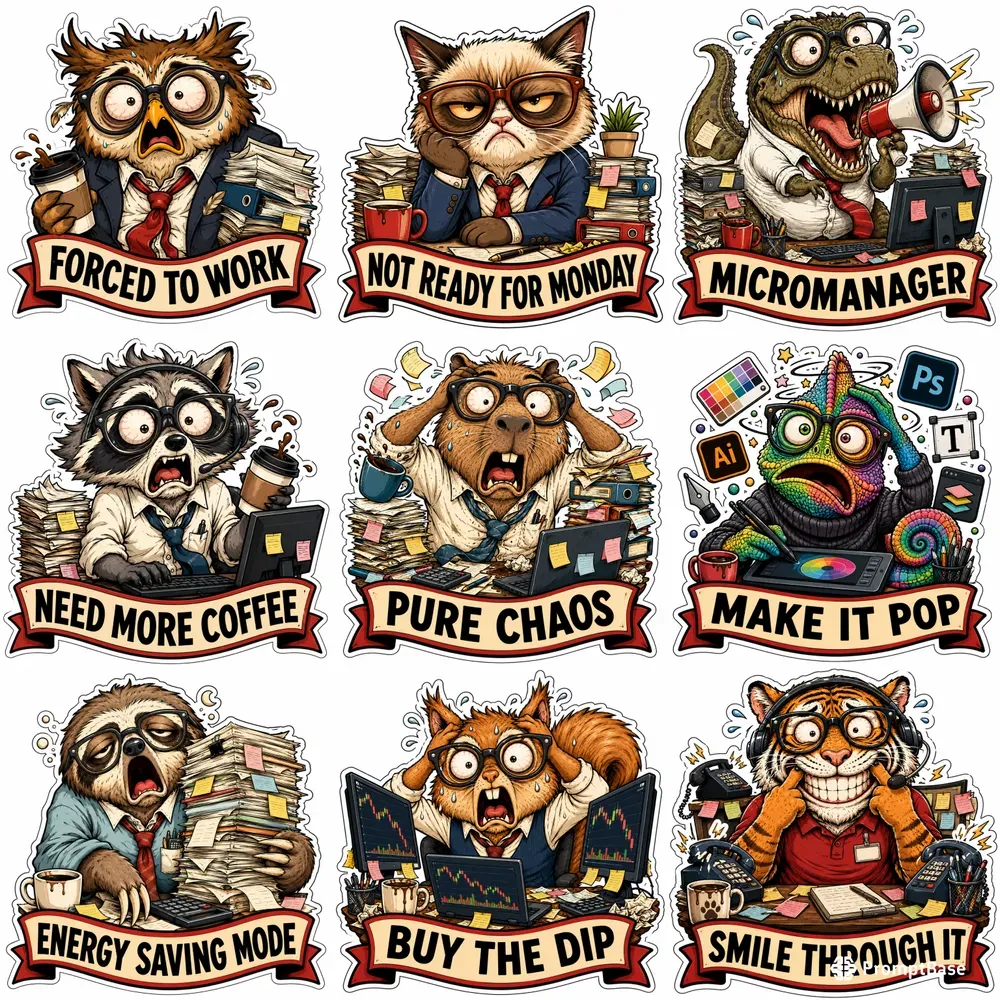 Sarcastic Corporate Animal Stickers