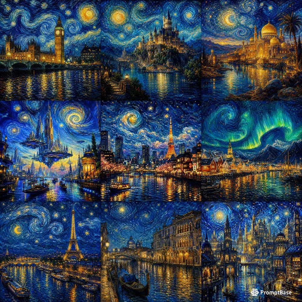 Van Gogh Dreams Over Londons Night Glows