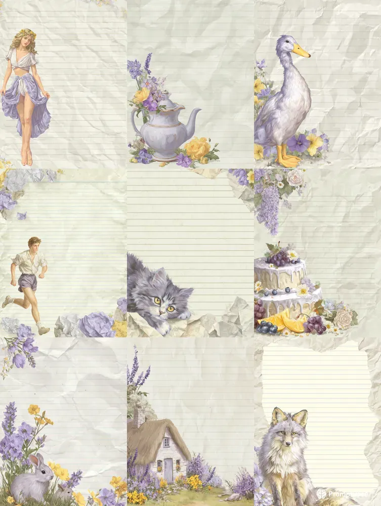 Lavender Cottagecore Plain Papers