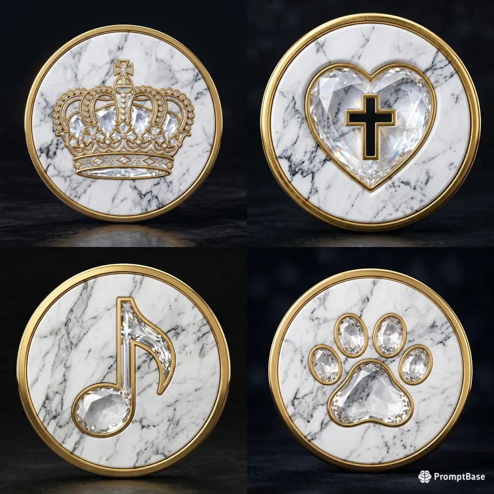 3D Luxury Marble Crystal Icons