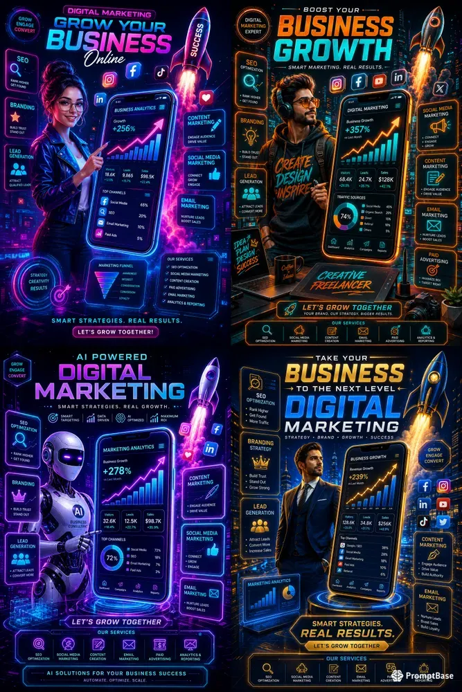 Neon Digital Growth Posters