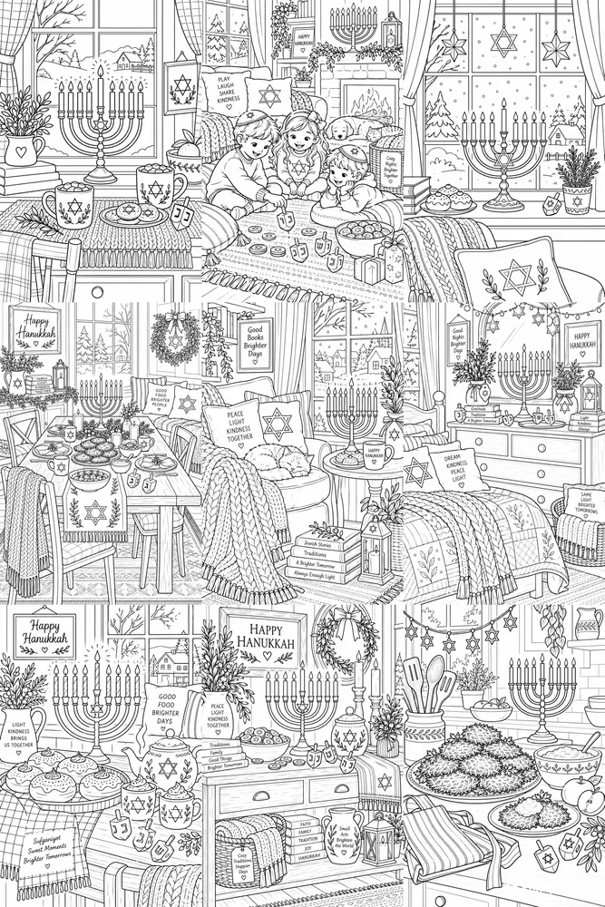 Cozy Hanukkah Coloring Pages
