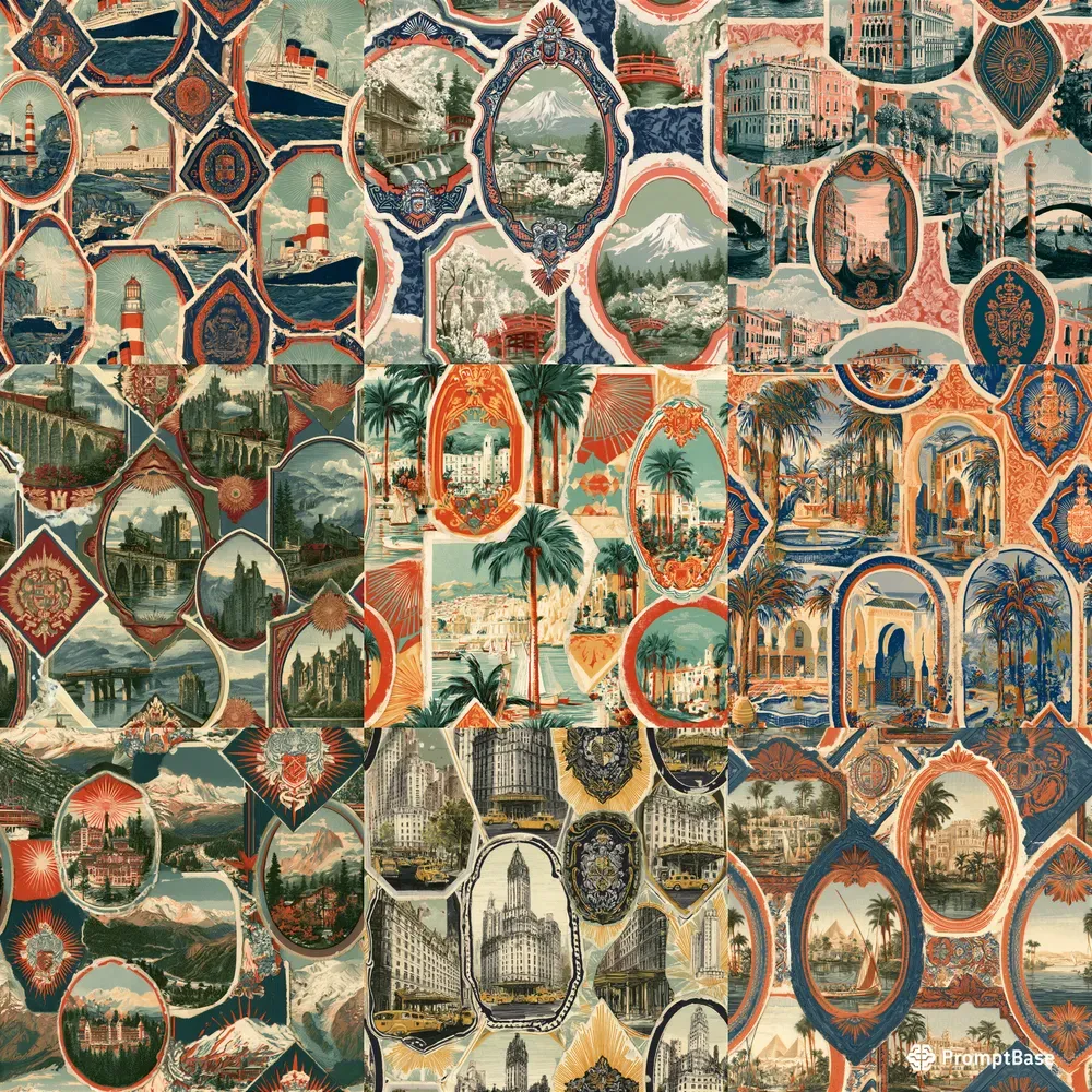 Vintage Travel Sticker Patterns