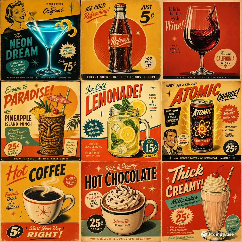 Retro Cocktail Posters