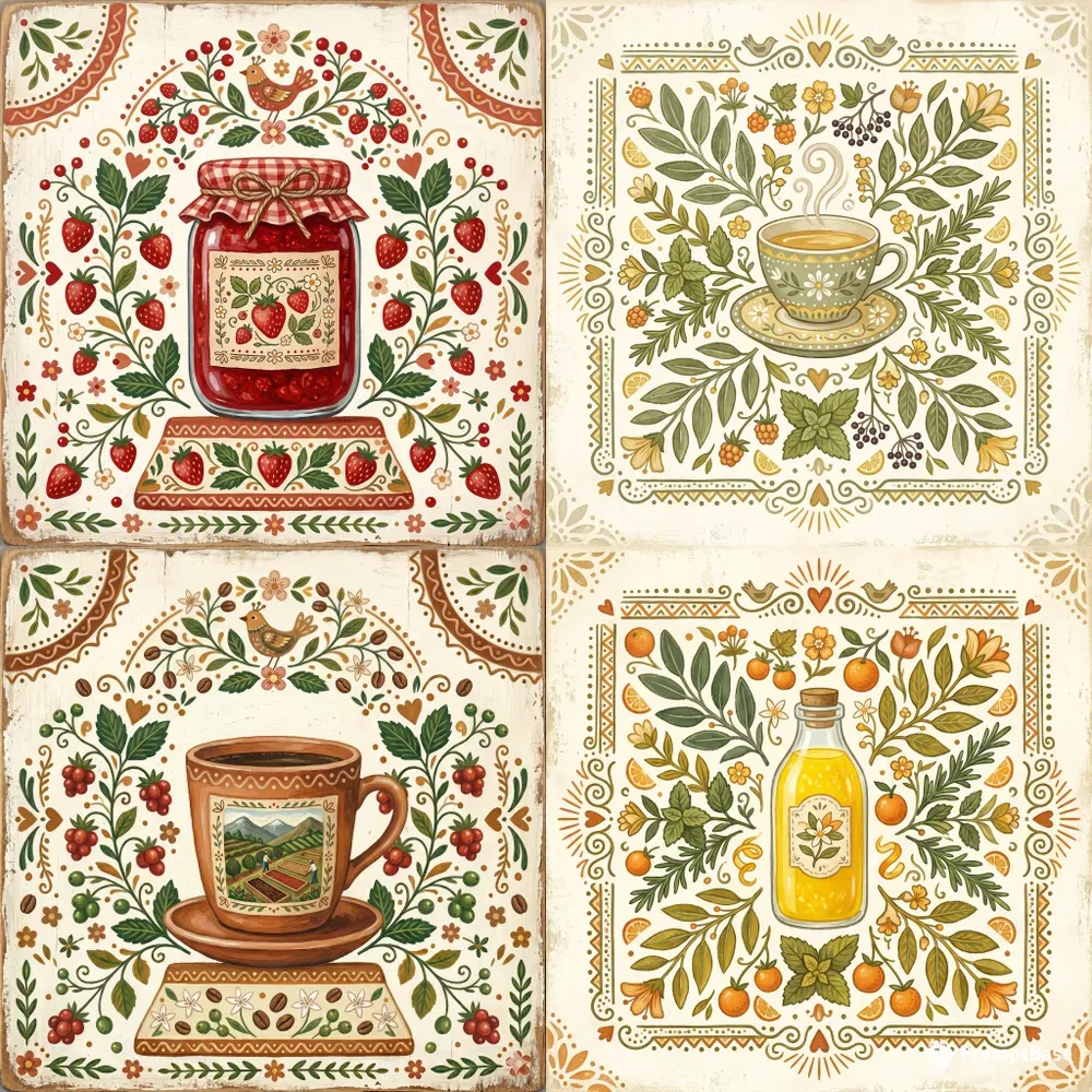 Naive Folk Art Product Labels