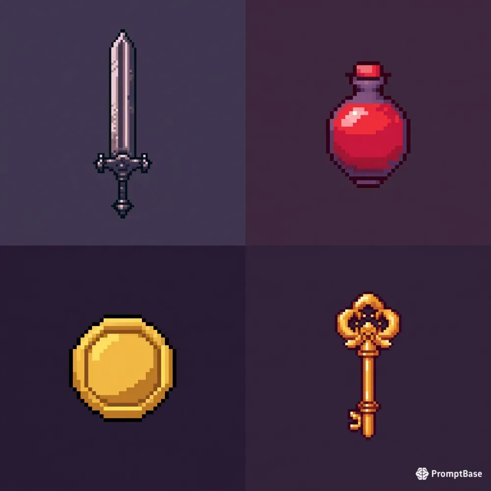 16bit Pixel Art Game Icons