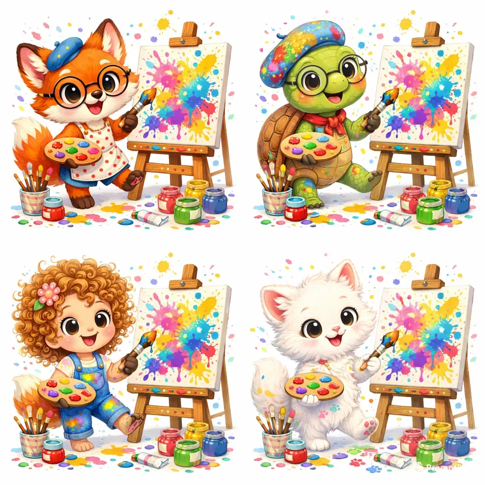 Cute Whimsical Painter Characters