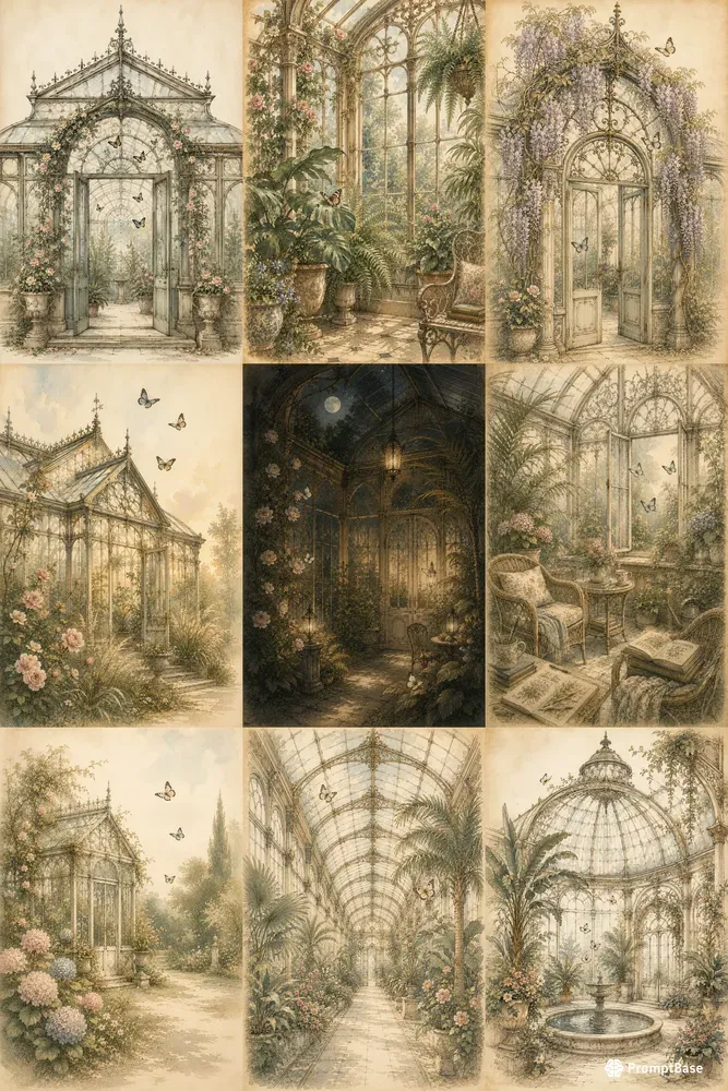 Victorian Conservatory Butterfly Art