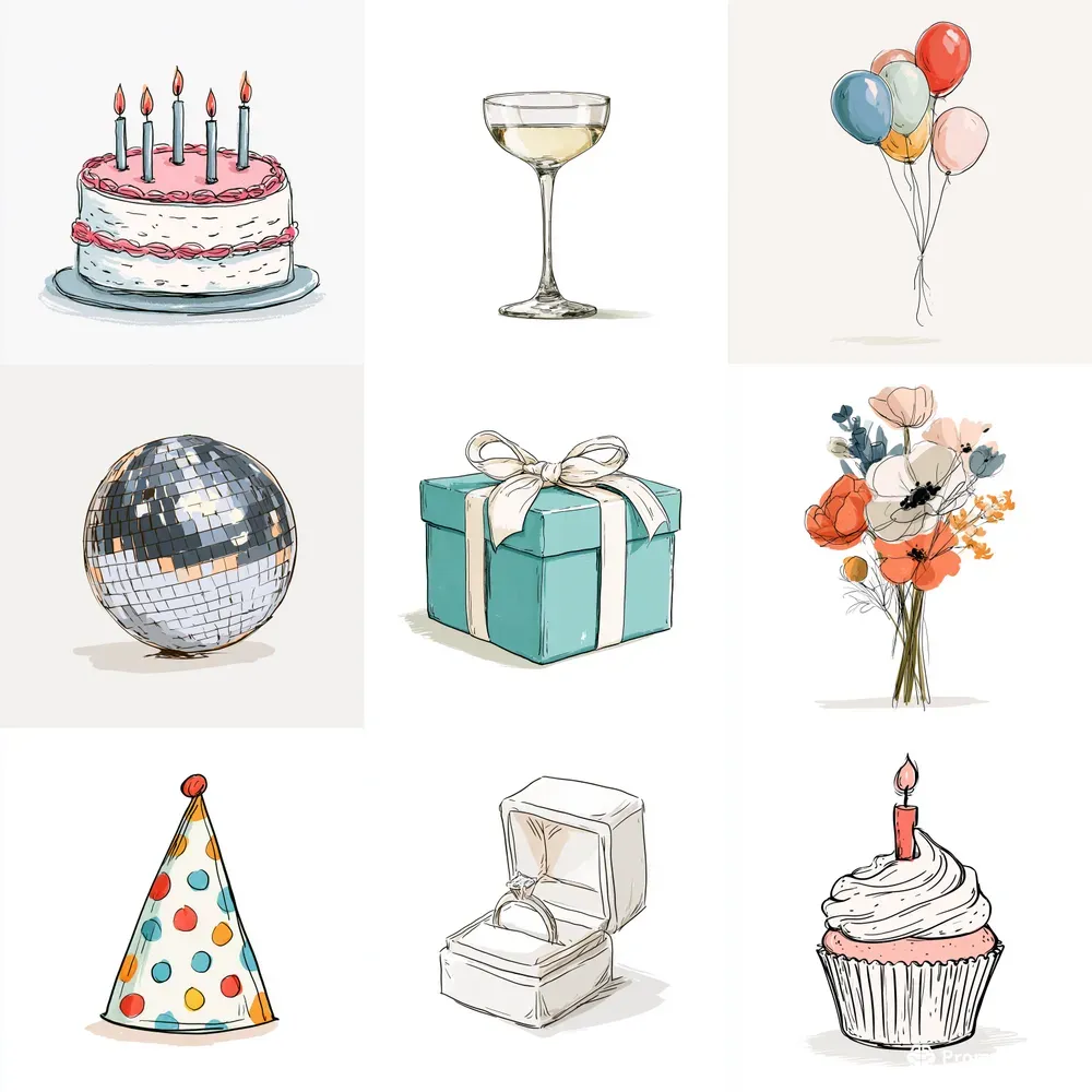 Trendy Handdrawn Event Doodle Cliparts