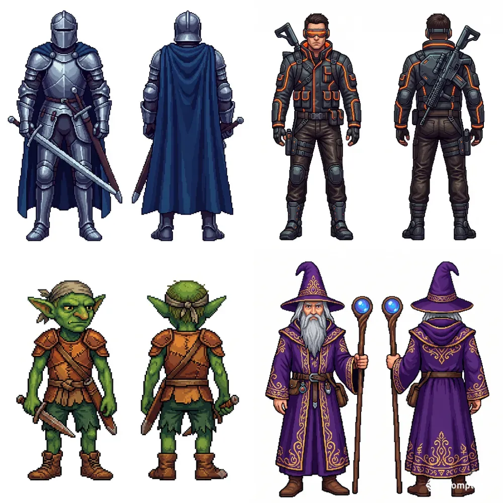 2D Pixel Art Character Sheets