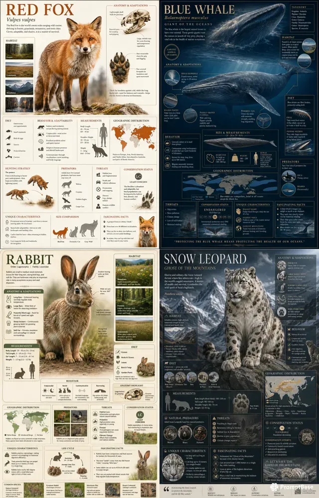 Wildlife Encyclopedia Infographic Posters