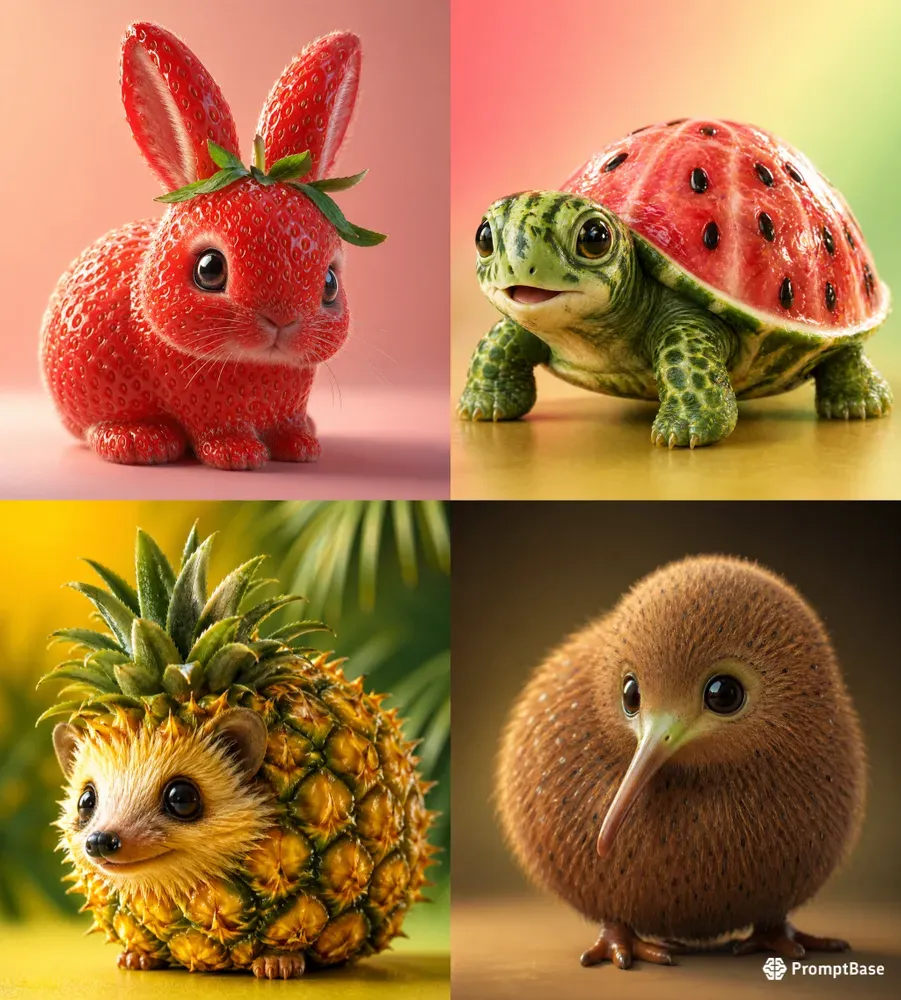 Cute Fruit Animal 3D Renders