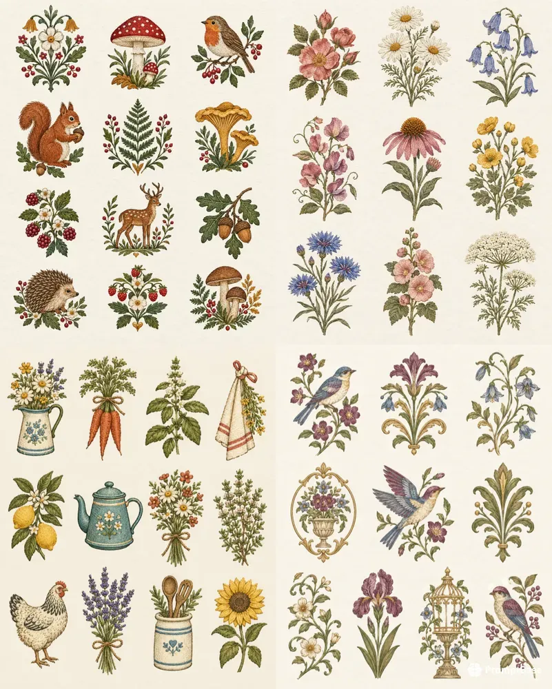Vintage Embroidery Motif Sheets