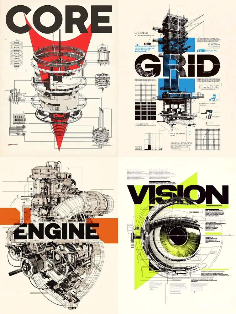 Industrial Schematic Poster Assets
