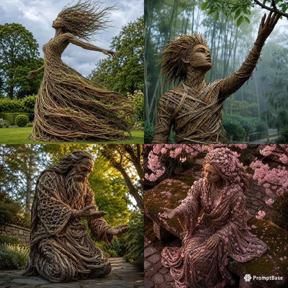 Woven Willow Spirit Sculptures