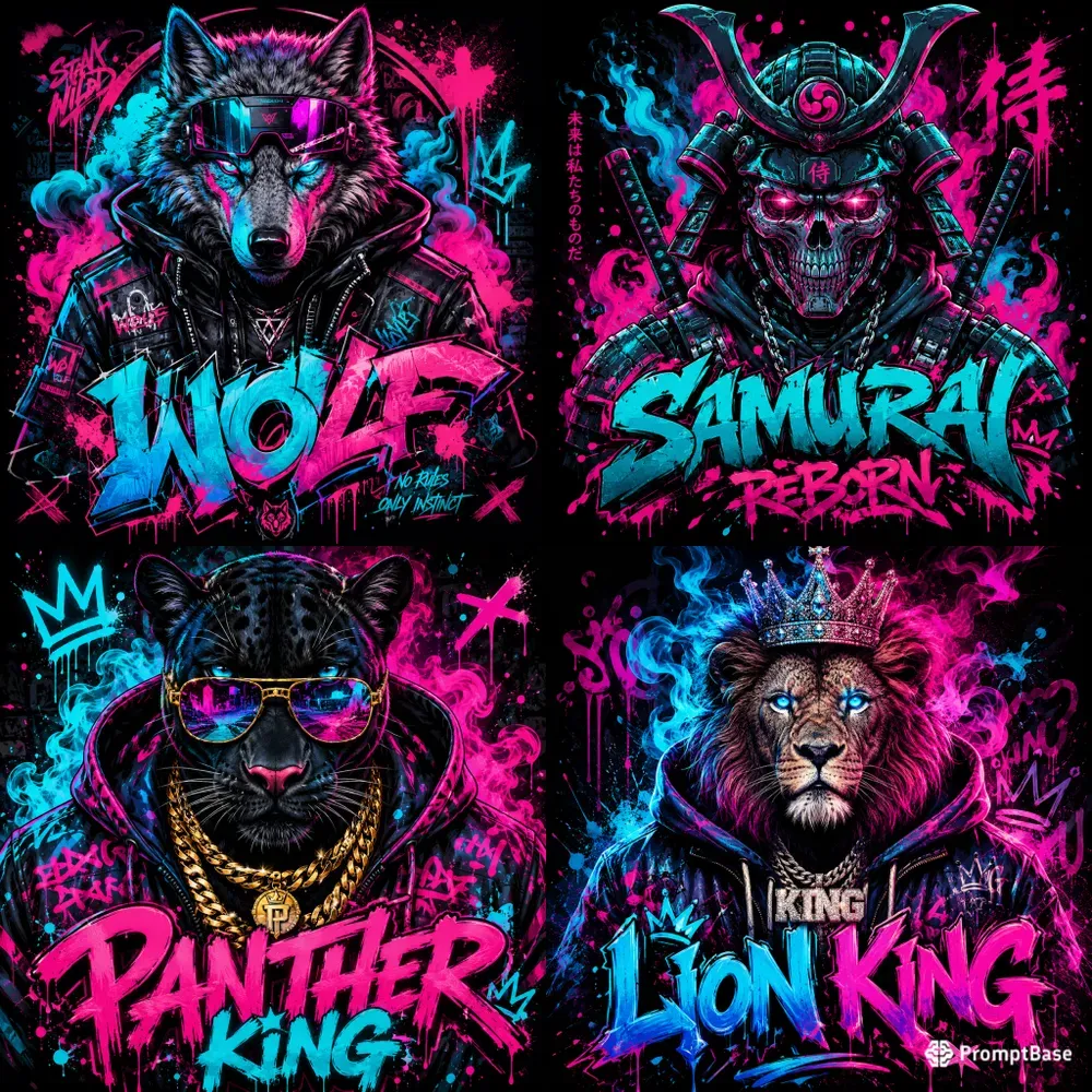 Neon Graffiti Beast Poster Masterpieces