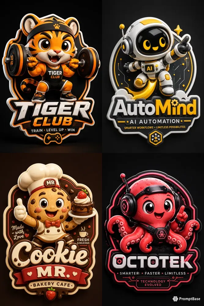 3D Kawaii Mascot Logo Labs